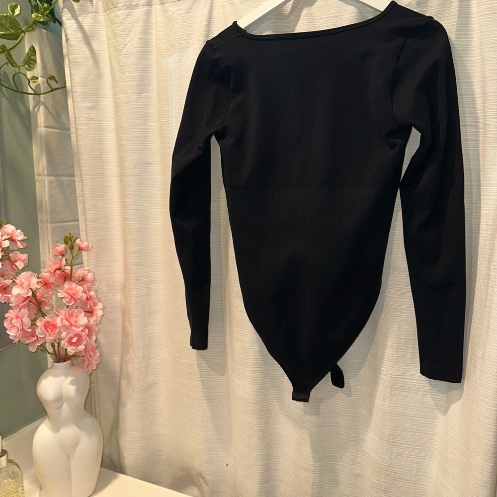 Tummy Control Black Long Sleeve Bodysuit
